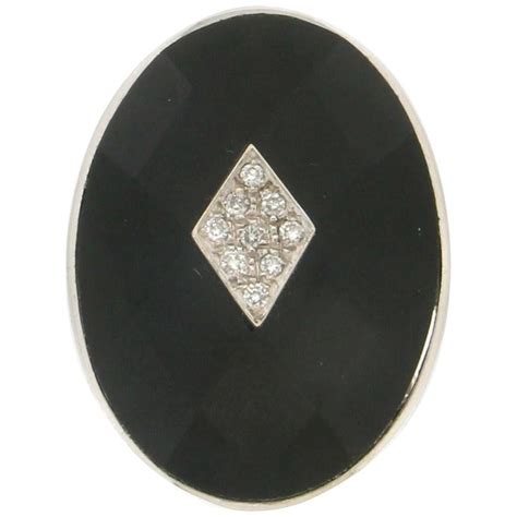 handcraft onyx 18 karat white gold diamonds cocktail ring for sale at 1stdibs