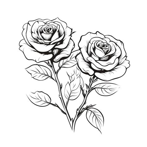 Arte Lineal De Tres Rosas Png Rosa San Valentin Dulce Png Imagen