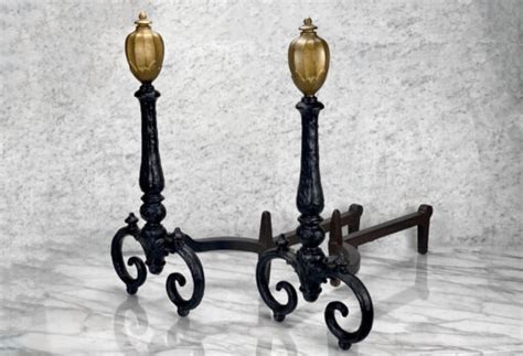 Antique Victorian Cast Iron Fireplace Andirons By Bradley And Hubbard A