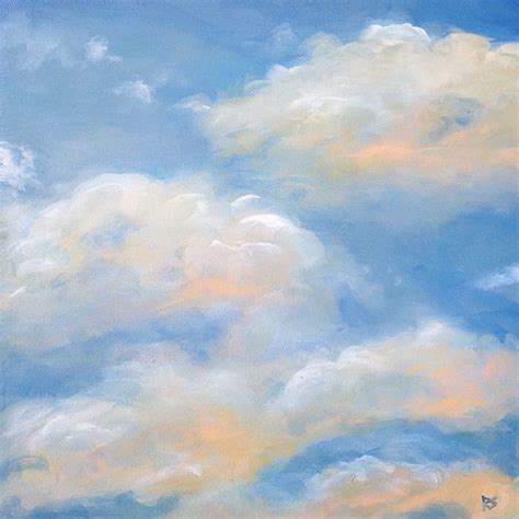New Cloud Study Added Bright Puffy Blue Sky Clouds 12x12 Canvas