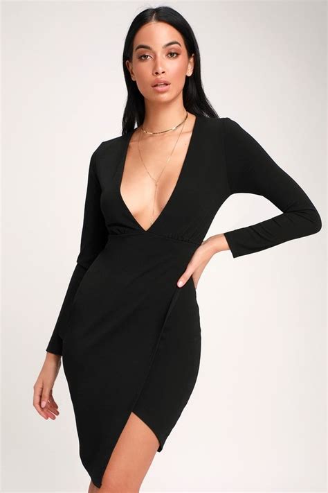 Make It Hot Black Long Sleeve Bodycon Dress In 2020 Black Bodycon