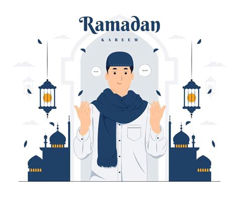 Man On Ramadan Kareem Concept Illustration 7059680 Vector Art At Vecteezy