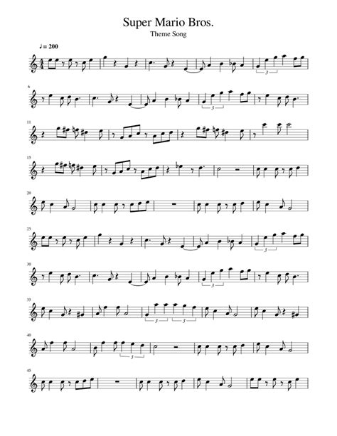 Super Mario Theme Easy Piano Sheet Music For Piano Download Free In
