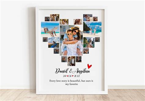 Heart Shape Photo Collage Template Anniversary T For Him Love