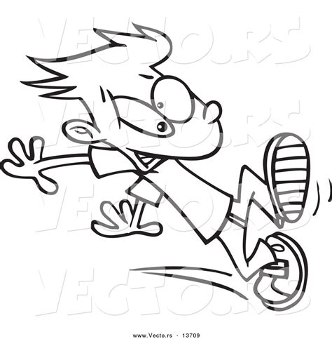 Vector Of A Cartoon Boy Trying To Stop Himself When