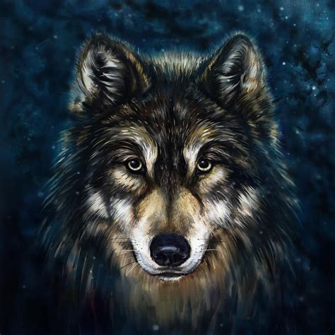 Wolf Head Painting By Marcin Moderski Fine Art America