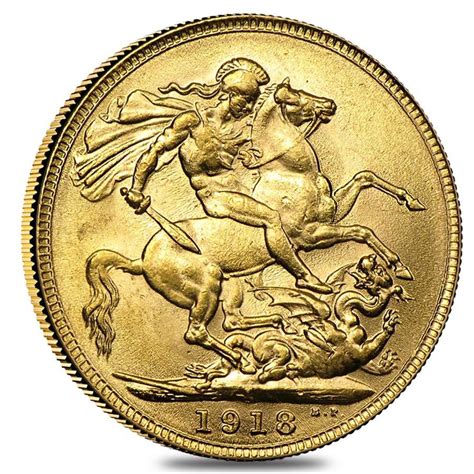 1918-I India Gold Sovereign George V AU