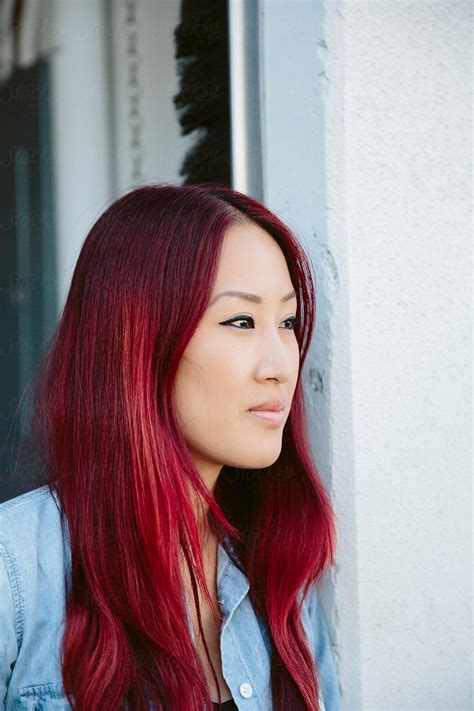 Asian Female With Red Hair By Curtis Kim