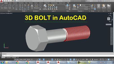 14 Drafting 3d Bolt Head In Autocad Youtube