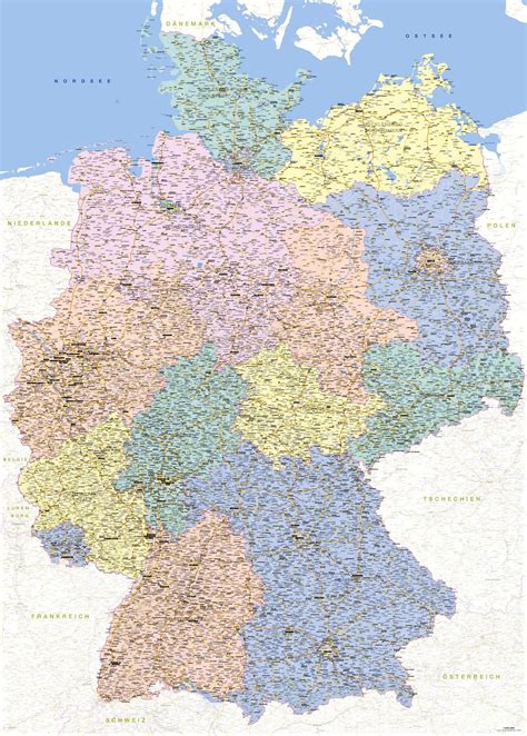 Buy Giant Xxl Poster Map Of Germany Educational Poster 1640000 Size