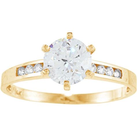 Alyssa Jewels 14k Gold Round Cubic Zirconia Engagement Style Ring