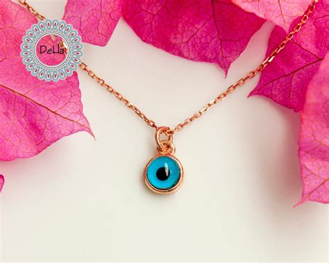 Turkish Eye Necklace Dainty Evil Eye Evil Eye Pendant Blue Etsy