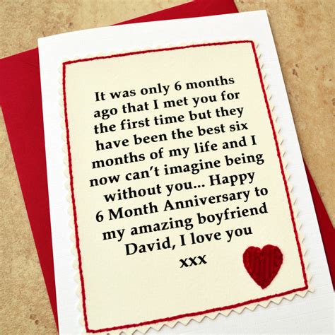 Love is not always enough for a celebration. personalised six month anniversary card by jenny arnott ...