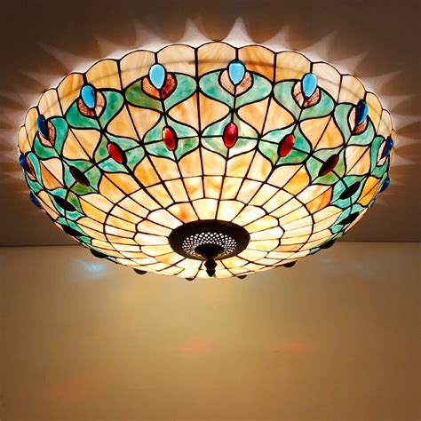 Led 162024 Inch Mediterranean Natural Shell Round Ceiling Light