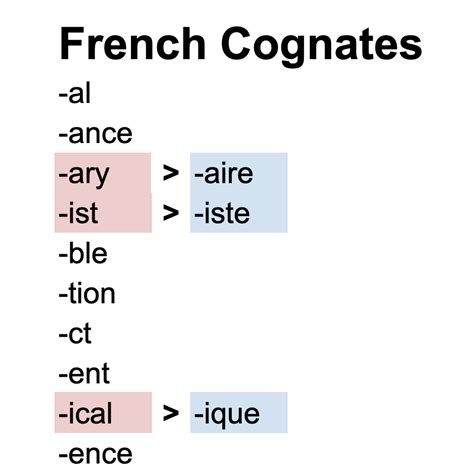 French Cognates French Vocabulary Cognates Study Notes