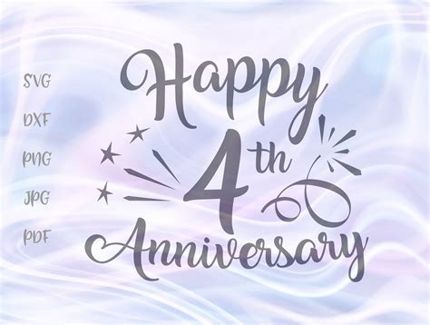 Happy 4th Anniversary Four Year Wedding Graphic By Digitals By Hanna