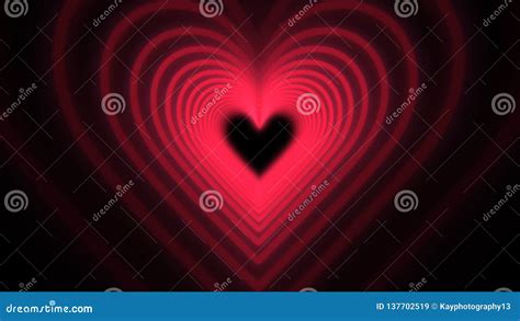 Beautiful Valentine`s Day Romantic Red Heart Tunnel Looped Animation In