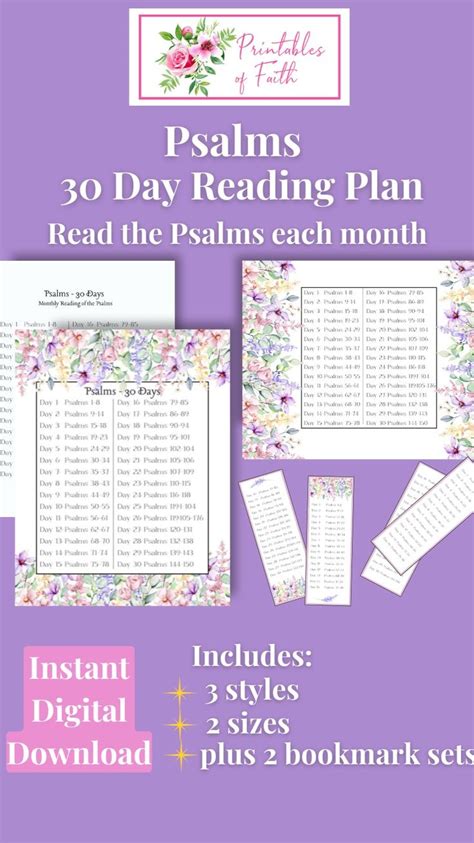 Psalms 30 Day Reading Plan Instant Digital Download In 2022 Psalms