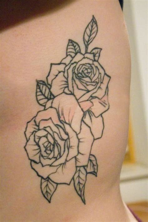 Yellow rose tattoo on arm for girls in sleeve type. Two Roses Tattoo Outline Pictures | Rose outline tattoo ...