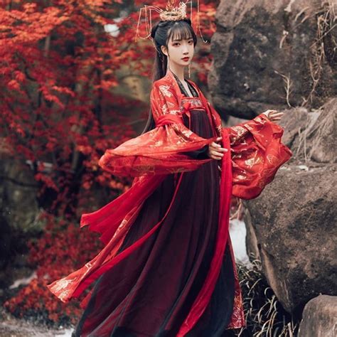 Saffron Red Hanfu Women S Hanfu Chinese Dress Etsy