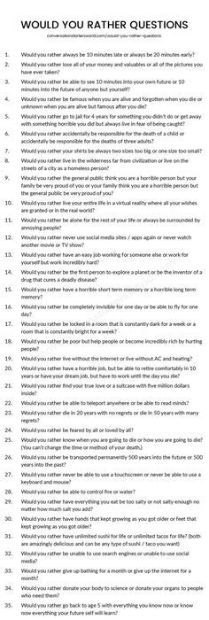 The best would you rather questions in 2021 to spark a conversation, break down barriers, and make lasting memories in the process. would you rather questions for kids | Download: 32-clean ...