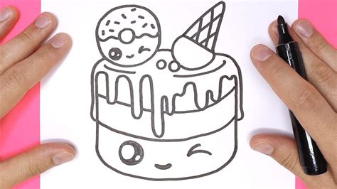 How To Draw A Cute Birthday Cake With Candies Happy Drawings