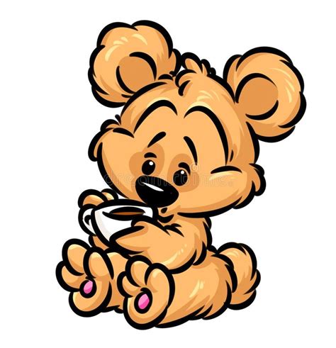 Little Teddy Bear Coffee Stock Illustration Illustration