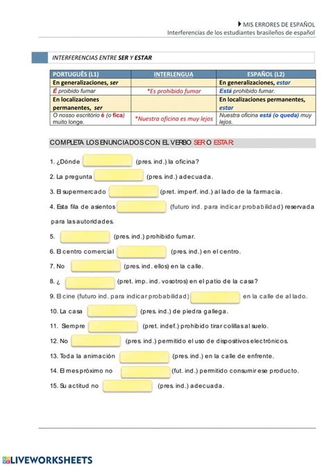 Ser O Estar Ficha Interactiva Y Descargable Puedes Hacer Los