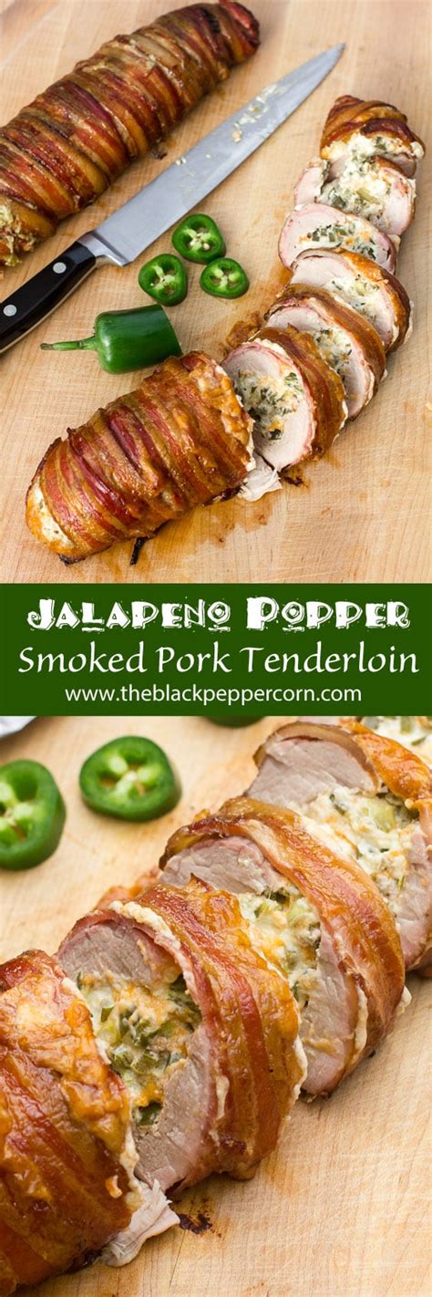 Stuff a pork tenderloin with celery, onion, and bread and wrap it in bacon slices for a deliciously savory main dish. Jalapeño Popper Stuffed Smoked Pork Tenderloin Wrapped in ...