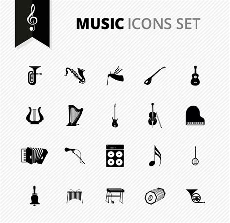 Music Icons Set Vectors Graphic Art Designs In Editable Ai Eps Svg
