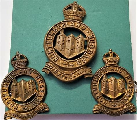 Ww1 British Army Uniform Cap And Collar Badges Northumberland Hussars