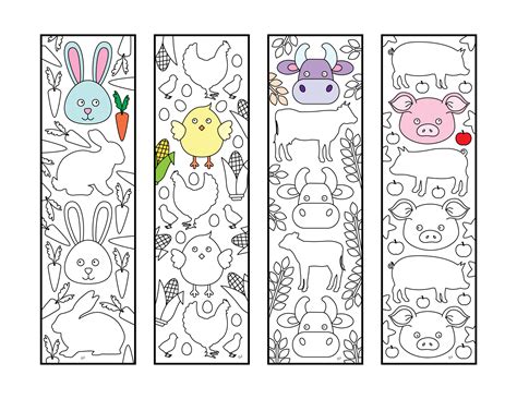 Download Cute Farm Animal Bookmarks - PDF Zentangle Coloring Page ...