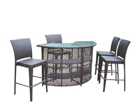 Oakland Living Elite Resin Wicker Half Round 5 Pc Bar Set W Bar Table