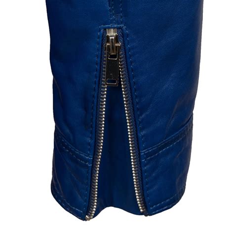 penny women s blue leather jacket