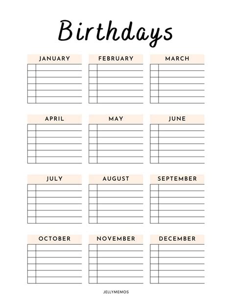Free Printable Birthday Calendar To Keep Track Of Office Classroom