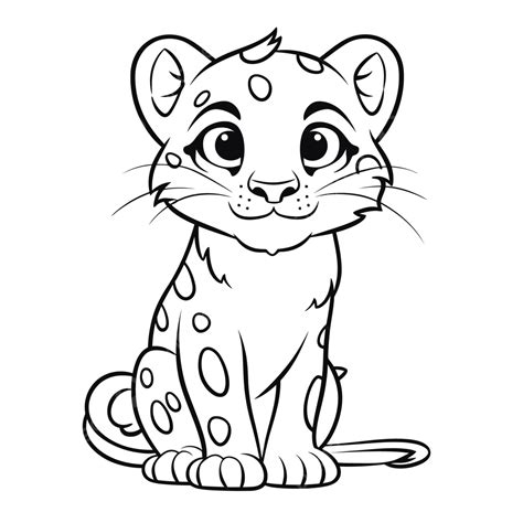 Cartoon Leopard Baby Coloring Pages Outline Sketch Drawing Vector