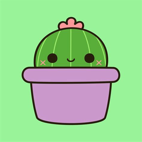 Cute Cactus In Purple Pot Art Print By Peppermintpopuk Cactus Drawing