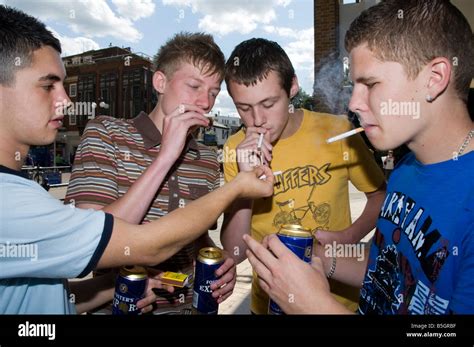 Group Of Kids Smoking Cigarettes