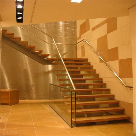 China Modern Design Steel Beam Open Riser Staircase With Solid Wood