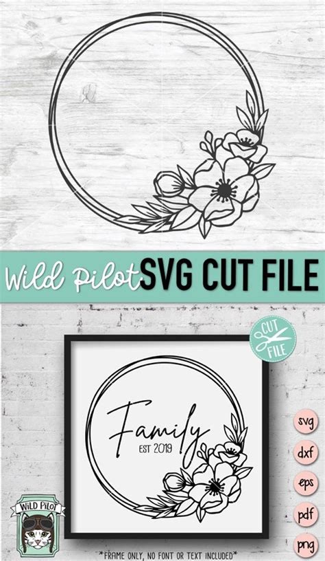 Flower Frame SVG Wreath SVG File Flower Wreath Svg Offset Etsy Wreath