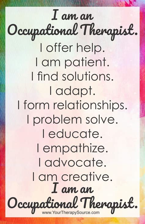 I Am An Occupational Therapist Poster Your Therapy Source