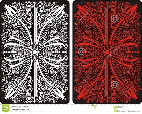 Spades, hearts, diamonds and clubs. Playing Card Back Side With Ornament Pattern Royalty Free ...