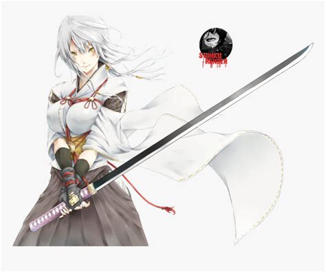 Anime Ninja Girl With Sword Drawing