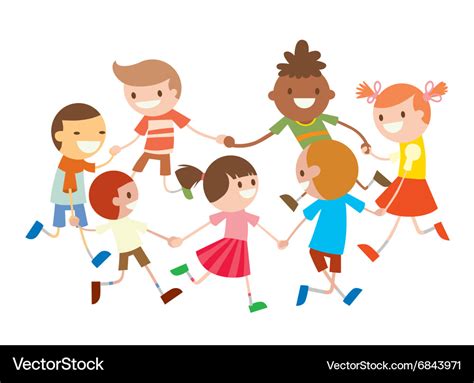 Children Round Dancing Party Dance In Baclub Vector Image