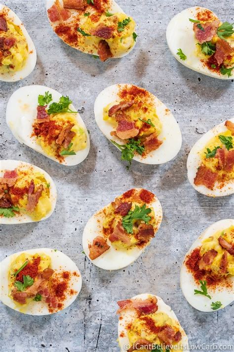 Arrange the whites on a serving plate. Best Keto Deviled Eggs Recipe - with Bacon | I Can't ...