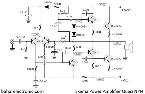 Skema Power Amplifier Quasi Npn