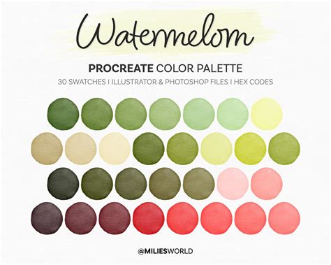 Watermelon Procreate Color Palette Color Swatches Ipad Illustration