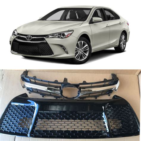 Fits 2015 2017 Toyota Camry Se Xse 2pcs Chrome Upper Grille Lower