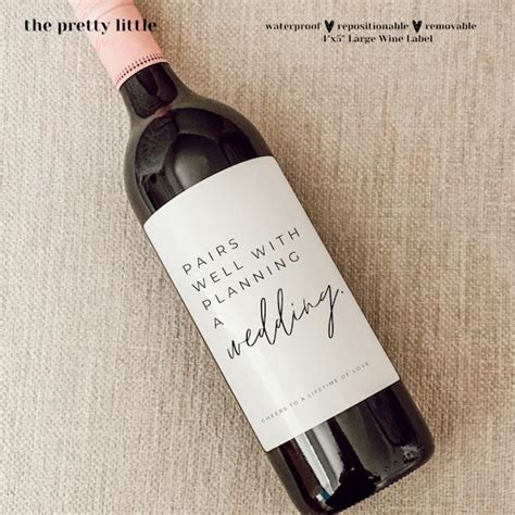 Pairs Well With Planning A Wedding Engagement Wine Label Etsy