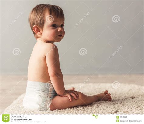 Cute Baby Boy Stock Image Image Of Bare Childhood Expression 90745753